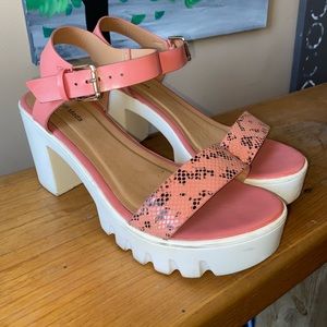Coral pink and white wedges